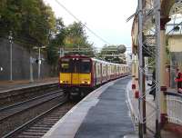A Gourock - Glasgow Central service pulls into Port Glasgow on 15 October 2008 formed by 314 210.<br><br>[David Panton 15/10/2008]