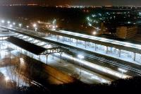 Night scene looking over Durham station in 1985.<br><br>[Colin Alexander //1985]