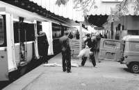Transferring the mail at Killarney station in 1988.<br><br>[Bill Roberton //1988]