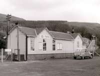 The station approach at Fairlie in 1985. Opened in 1880 the name was changed to Fairlie Town for a period of 9 months between June 1952 and March 1953 after which it became Fairlie High. The name reverted to the original Fairlie <I>some time before 1986 [BRB]</I>. <br><br>[Colin Miller //1985]