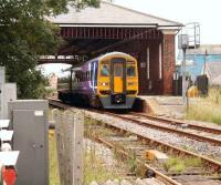 A Sunday morning Hull - Scarborough service pulls away from the platform at Filey on 28 September 2008. <br><br>[John Furnevel 28/09/2008]