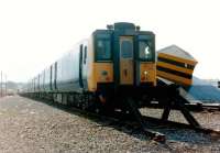 Prototype DEMU 210 001 on display at an Open Day at Upperby in September 1982. Intended as an eventual replacement for elderly Southern Region units the train was trialled in various parts of the country but never made it into full production and was eventually withdrawn.<br><br>[Colin Alexander 12/09/1982]