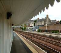View south from below the canopy of the condemned waiting shelter on the up platform at Kinghorn on 28 May 2007.<br><br>[David Panton 28/05/2007]