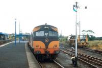 CIE 047 with a train at Claremorris in 1988.<br><br>[Bill Roberton //1988]