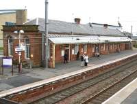 The substantial building on the Glasgow bound platform of the 1882 Saltcoats station in May 2007.<br><br>[John Furnevel 17/05/2007]