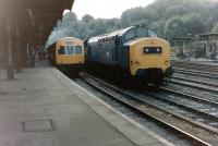 A class 37 stands alongside a class 101 DMU for Lowestoft at Ipswich on 29 July 1981.<br><br>[Colin Alexander 29/07/1981]