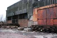 Redundant track panels stored outside the redundant Bathgate MPD shed.<br><br>[Ewan Crawford 26/12/2008]