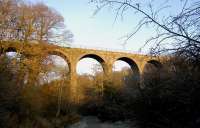 The viaduct over the River Almond in Almondell Country Park, near East Calder, in December 2008. The viaduct carried the mineral line that ran from Drumshoreland to Broxburn and Camps.<br>
<br><br>[Bill Roberton 27/12/2008]