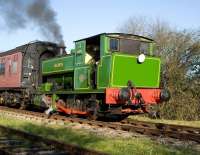 The Swindon & Cricklade Railway's restored Barclay 0-6-0ST <I>Salmon</I> in action on 6 December 2008.<br><br>[Peter Todd 06/12/2008]