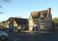 The 1863 Kent Coast Railway station buildings at Birchington-on-Sea seen looking north on 10 December 2008. The building on the right, having been in use as a day nursery, is currently up for sale.<br><br>[John McIntyre 10/12/2008]