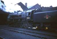 BR Standard class 9F no 92024 stands outside 12A Kingmoor shed.<br><br>[Robin Barbour Collection (Courtesy Bruce McCartney) //]