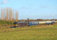 67005 westbound at the site of the defunct Challow Station on 3 December 2006 with a special to Bath, [the rostered King class locomotive 6024 <I>King Edward I</I> had failed at Didcot].<br><br>[Peter Todd 03/12/2006]
