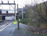 Looking north at Platform 7 of Preston station in January 2009. This shows where the  lines entered the station to the right before running through the tunnel to the East Lancs platforms, prior to their closure in 1972.<br><br>[Graham Morgan 07/01/2009]