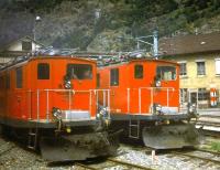 Brig Depot, photographed in August 1998, with Brig-Visp-Zermatt locomotives, nos 33 & 37 on shed.<br><br>[Fraser Cochrane /08/1998]