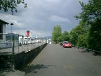 Balloch Pier in 2007, formerly the north end of the Caledonian and Dumbartonshire Junction Railway, looking along the remains of the former platform. Picture shows The Maid of the Loch steamship, currently being restored.<br><br>[Alistair MacKenzie 31/01/2009]
