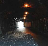 Interior of the Ladhope Tunnel looking towards Galashiels station in 2009 showing the alteration to the southern portal ... which will probably need undoing ... [see image 44671]<br><br>[Ewan Crawford 17/01/2009]