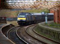 Grand Central Railway 43076 leads the 1230 Sunderland - Kings Cross service as it arrives at Hartlepool on 17 February 2009. <br><br>[Brian Forbes 17/02/2009]