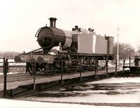 Ex-GWR 2-6-2T NO 5542 (or most of it) on the turntable at Didcot in February 1985.<br><br>[Peter Todd 17/02/1985]