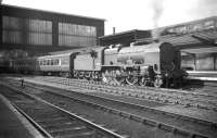 Patriot 4-6-0 no 45509 <I>The Derbyshire Yeomanry</I> pulls into platform 4 at Carlisle in July 1960 with an up <I>CTAC Scottish Tours Express</I>.<br><br>[Robin Barbour Collection (Courtesy Bruce McCartney) 09/07/1960]
