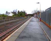 Dunlop station, looking north on 26 February 2009, showing progress on the <I>dynamic loop</I> and new (or rebuilt) northbound platform.  The name <I>dynamic loop</I> sells this a bit short as it's really the reinstatement of several miles of double track covering two stations, the other being Stewarton, and extending to and incorporating the existing loop at Lugton to the north.  This will allow a half-hourly service between Glasgow and Kilmarnock, rather than the current often overcrowded hourly service.<br><br>[David Panton 26/02/2009]