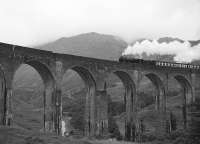 44767 takes a Fort William - Mallaig special over Glenfinnan Viaduct in August 1986. <br><br>[Peter Todd 17/08/1986]