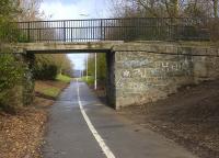 Looking north up the 1 in 60 gradient to the summit of the branch on the western side of Glenrothes on 12 March.  Almost the entire route has been adapted to a footpath, including two fine viaducts.<br><br>[Bill Roberton 12/03/2009]