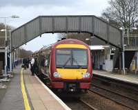 The 1229 to Alloa boarding at Lenzie on 15 March 2009.<br><br>[Brian Forbes 15/03/2009]