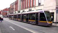 Luas tram in Abbey Street, Dublin on 21 May 2008.<br><br>[Colin Miller 21/05/2008]