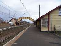 Looking south at Prestwick Town on 26 February 2009. Few minor stations still retain original (or at least old) buildings on both sides.<br><br>[David Panton 26/02/2009]