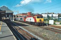 Class 57 no 57308 <I>Tin Tin</I> departs south from Preston station at 1559 hrs on 23 September 2006 at the head of a Glasgow to London Pendolino service.<br><br>[John McIntyre 23/09/2006]