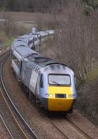The 0948 Aberdeen-Kings Cross NXEC service nears Aberdour on 22 March with 43367 leading.<br><br>[Bill Roberton 22/03/2009]