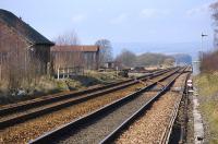View west from the level crossing at Blackford on 19 March, with the former station buildings on left.Redundant sidings have been lifted in the goods yard, but the down refuge siding has been renewed.<br>
<br><br>[Bill Roberton 19/03/2009]