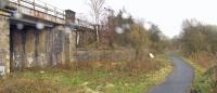 A panoramic view of the former dive under at Elderslie West Junction in March 2009. This is where trains heading towards Cart Junction arriving down the hill to the right turned under the main line on the left.<br><br>[Graham Morgan 24/03/2009]