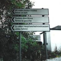 Incongruous sign at Stirling Riverside exit in September 2002. Presumably a leftover from Stirling's days as a Motorail terminal.<br><br>[David Panton /09/2002]