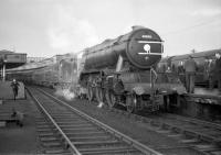 The BR Scottish Region <I>Last V2</I> excursion special of 5 November 1966 stands at Aberdeen prior to commencing its return journey to Edinburgh. Locomotive 60836 of Tay Bridge shed was finally withdrawn by BR the following month.[See image 24572]<br><br>[K A Gray 05/11/1966]
