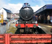 The <i>Great Marquess</i> on arrival at Kyle with the <i>Great Britain II</i> railtour.<br><br>[Hamish Baillie 11/04/2009]