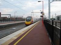 A Birmingham to Euston Pendolino arrives at Rugby.<br><br>[Michael Gibb 16/04/2009]