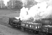 Located between Carron and Aberlour on the Speyside line, the Dailuaine distillery boasted its own steam locomotive, seen here in charge of a precious cargo near the distillery in the 1960s. [See image 5704]<br>
<br><br>[Robin Barbour Collection (Courtesy Bruce McCartney) //]