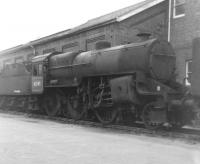 Hughes <I>Crab</I> 2-6-0 no 42765, having been withdrawn from 6C, Birkenhead, 9 months earlier, stands on one of the reception roads at Barry scrapyard in August 1967 [see image 40325]. The locomotive was subsequently rescued and restored by the East Lancs Railway.<br><br>[David Pesterfield 12/08/1967]