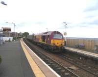 The evening EWS-stocked Outer Circle service pulls into Kinghorn on 4 May 2009 behind 67 003.<br><br>[David Panton 04/05/2009]