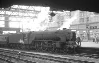 Peppercorn A2 no 60535 <I>Hornet's Beauty</I> brings the 7.00am from Glasgow Central into Carlisle in July 1964. The A2 had gone to Polmadie from St Margarets the previous year and continued in BR service until the Summer of 1965.  <br>
<br><br>[K A Gray 25/07/1964]