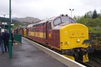 Photograph taken at Crianlarich on 9 May 2009 during a short break on the SRPS Mallaig Railtour. Locomotives used on the special were EWS liveried 37670 <i>St Blazey</i> and 37401.<br>
<br><br>[Norman Bews 09/05/2009]