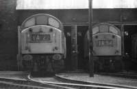 A pair of EE Type 4 (Class 40) locomotives rest between duties just outside Ferryhill MPD in 1974.<br><br>[John McIntyre //1974]