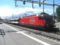A Brig to Geneva Airport train calls at Aigle on 17 May.<br><br>[Michael Gibb 17/05/2009]