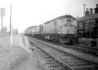 View south at Maud Junction on 24 May 1969 showing D5323 at the head of the GNSRA <I>Formartine and Buchan Railtour</I>. <br><br>[A Snapper (Courtesy Bruce McCartney) 24/05/1969]