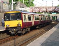 Rear end of 318264on a Motherwell bound train at Cambuslang on 3 June.<br><br>[John Steven 03/06/2009]
