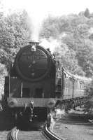 BR Standard class 9F 2-10-0 no 92220 <I>Evening Star</I> with a train on the NYMR at Deviation Junction, south of Grosmont, in July 1986, heading for Goathland.<br><br>[Colin Miller /07/1986]