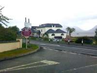 View west towards Loch Linnhe in May 2009 showing the hotel that now occupies the site of Kentallen station on the former Ballachulish branch. The previously protruding platform ends [see image 5486] have now been covered following a recent extension to the building.<br>
<br><br>[Tony White /05/2009]