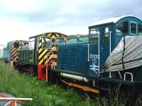 07013 with class 05 D2587 in the sidings at the Peak Rail Centre, Rowsley, on 27 May 2009.<br>
<br><br>[Colin Alexander 27/05/2009]