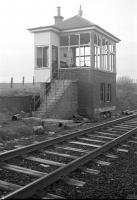 The abandoned signal box at Borthwick Bank on the Waverley Route, a short time after closure in July 1968.<br><br>[Robin Barbour Collection (Courtesy Bruce McCartney) //1968]
